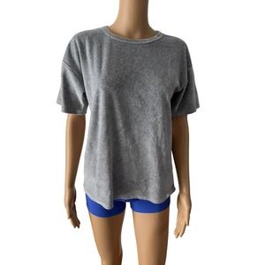 Treasure & Bond Light Gray Velour Short Sleeve Crewneck T-Shirt Size XL Juniors